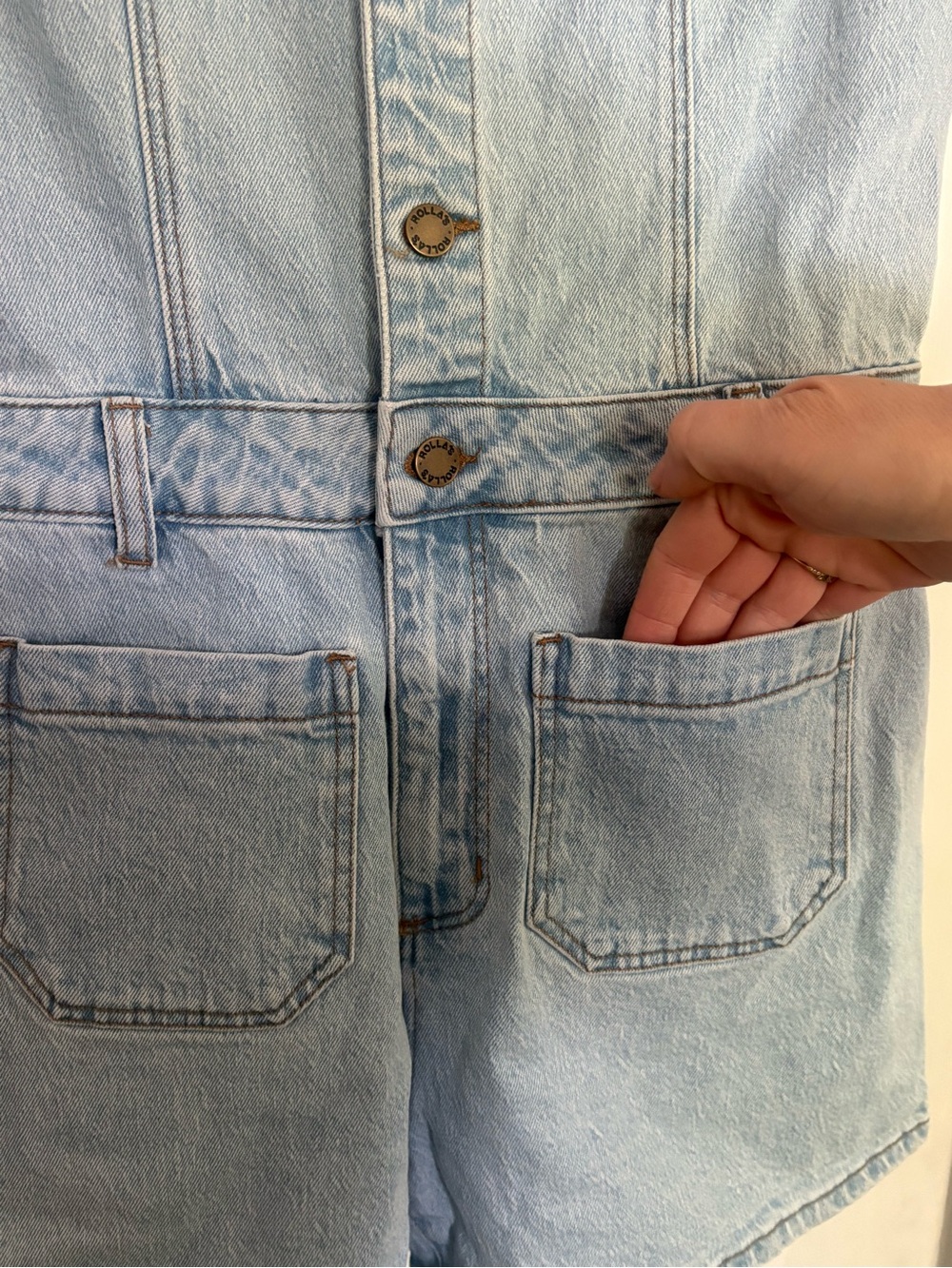 Rolla’s Sailor Romper in Luna Light Blue Vintage Denim Size Medium - Picture 9 of 14